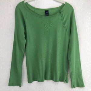 GAP Green 100% Cotton Timeless Long Sleeve Henley Pullover Shirt Size L